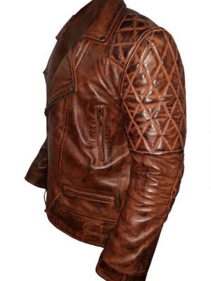 Diamond Classic Men's Motor Biker Vintage Brown Jacket-3461