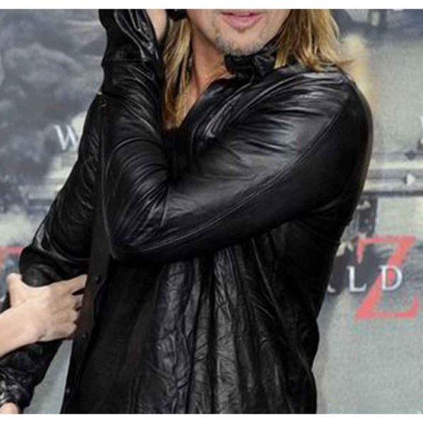 Brad Pitt World War Z Premiere Black Leather Jacket