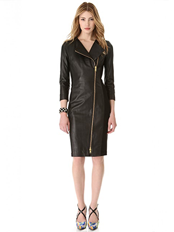 Ashley Roberts Black Leather Dress for Ladies