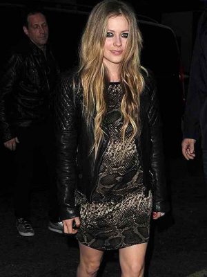 Avril Lavigne Black Quilted Leather Biker Jacket