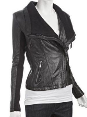 Asymmetrical Black Leather Jacket