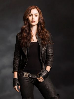 Mortal Instruments Lily Collins Leather Jacket-0