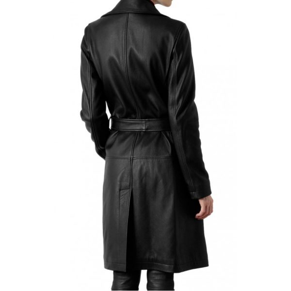 Women's Belted Black Trench Coat