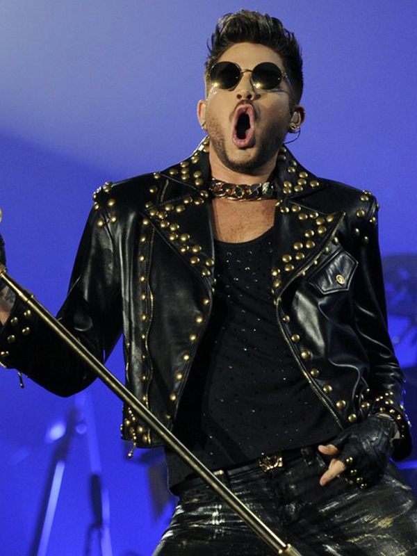 Adam Lambert American Singer Black Leather Jacket-0