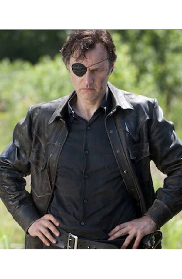 David Morrissey Black Leather Jacket The Walking Dead -0