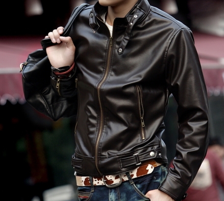 Mens Chocolate Brown Winter Leather Jacket-0