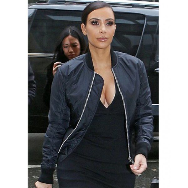 Kim Kardashian Bomber Satin Jacket-0