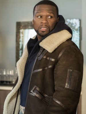 50 Cent Brown Suede Leather Jacket Series Power-4784