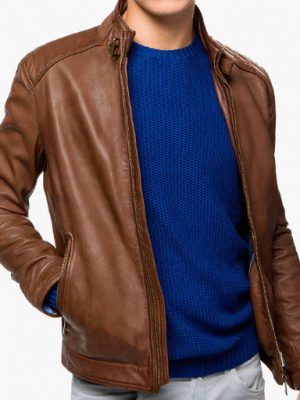 Mens Brown Winter Leather Jacket-0