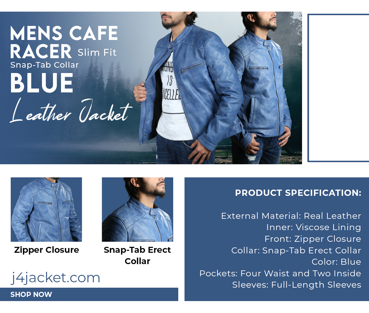 Mens Cafe Racer Slim Fit Infographic Post