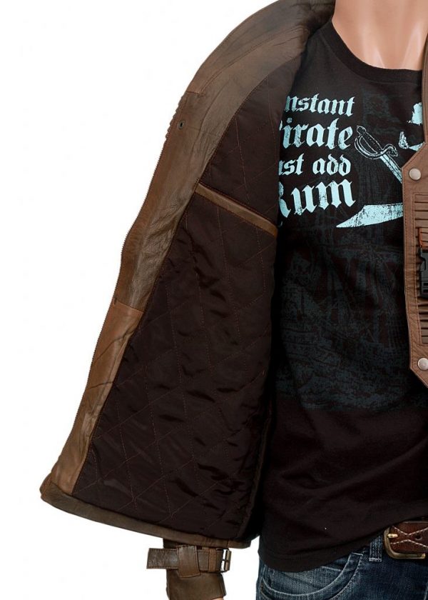 Finn Star Wars Distressed Brown Leather Jacket-3459