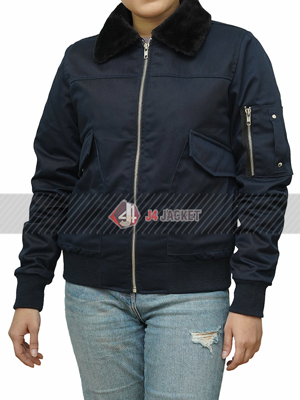 Queen Latifah The Equalizer Blue Shearling Jacket