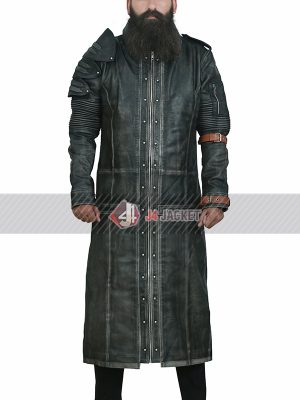 PUBG Black Distressed Leather Coat