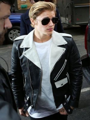 Justin Bieber Black & White Biker Jacket