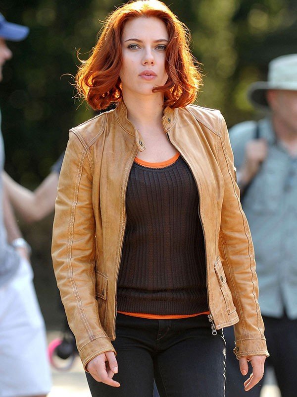 Scarlett Johansson The Avengers 2012 Black Widow Leather Jacket
