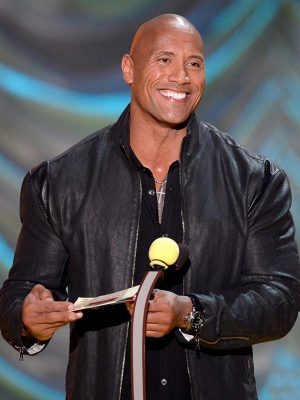 2015 MTV Movie Awards Dwayne Johnson Black Leather Jacket