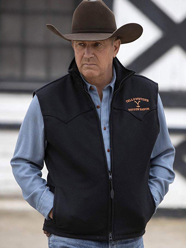 Kevin Costner Yellowstone John Dutton Black Wool Vest