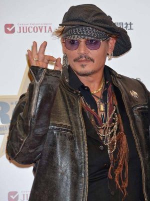Johnny Depp Black Distressed Leather Jacket