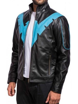 Arkham Knight Nightwing Black Leather Jacket