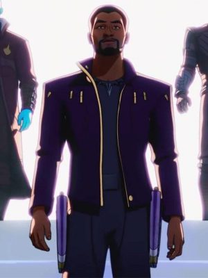 What If Star Lord Chadwick Boseman Purple Leather Jacket