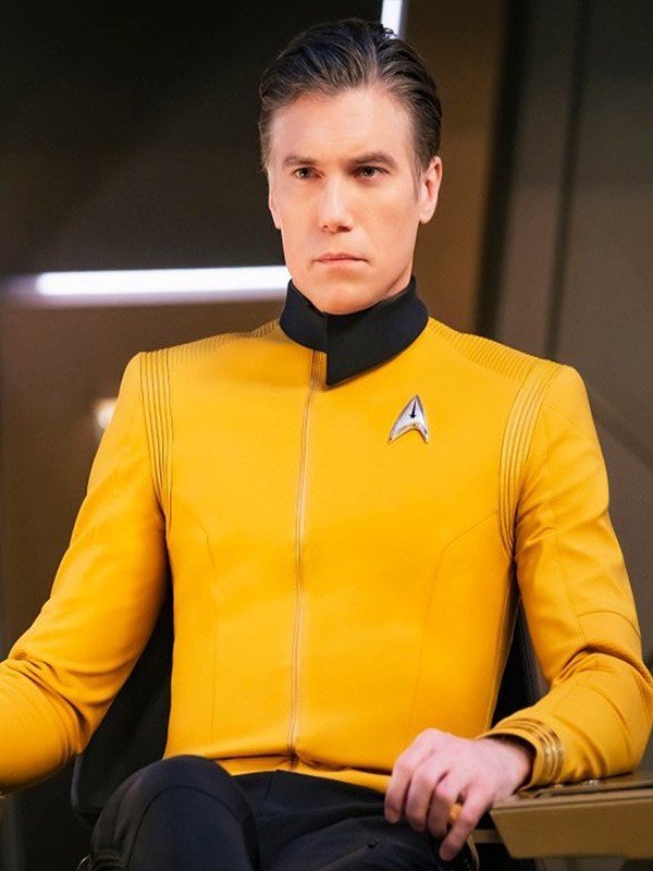 Anson Mount Star Trek Discovery Captain Pike Yellow Leather Jacket