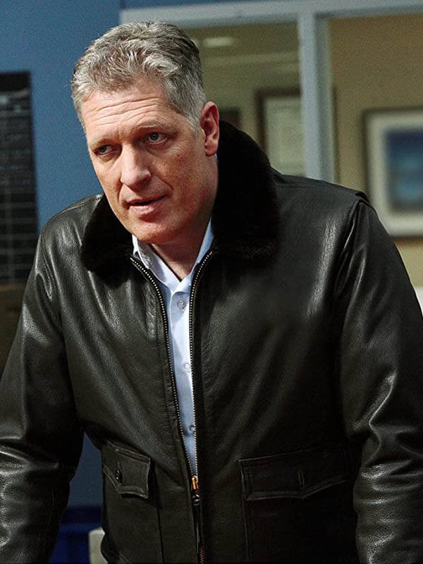 Capt. William Hadley The Guardian Clancy Brown Shearling Leather Jacket