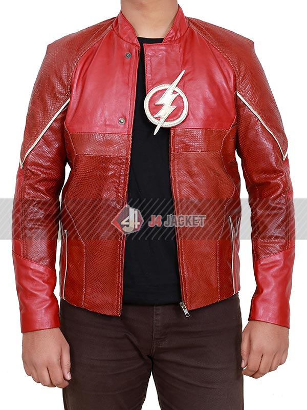 Grant Gustin The Flash Barry Allen Red Leather Jacket
