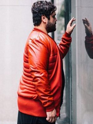 Harvey Guillen Tv Series What We Do in The Shadows Red Leather Jacket
