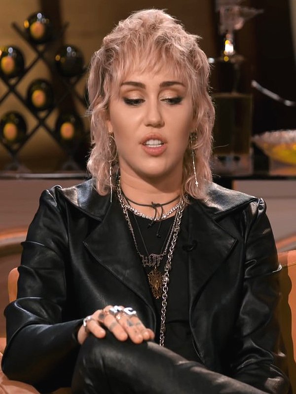 Miley Cyrus Hart to Heart Cropped Black Leather Jacket