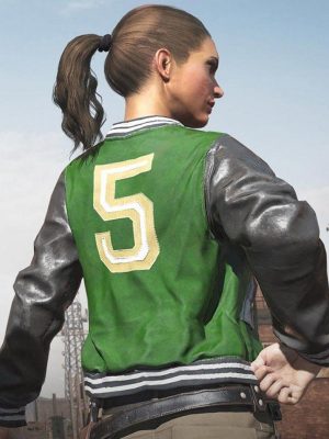 PUBG Green Leather Varsity Jacket