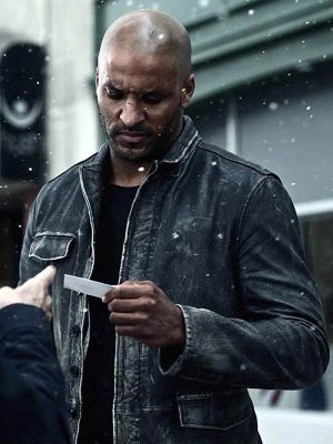 Ricky Whittle American Gods Shadow Moon Black Distressed Leather Jacket