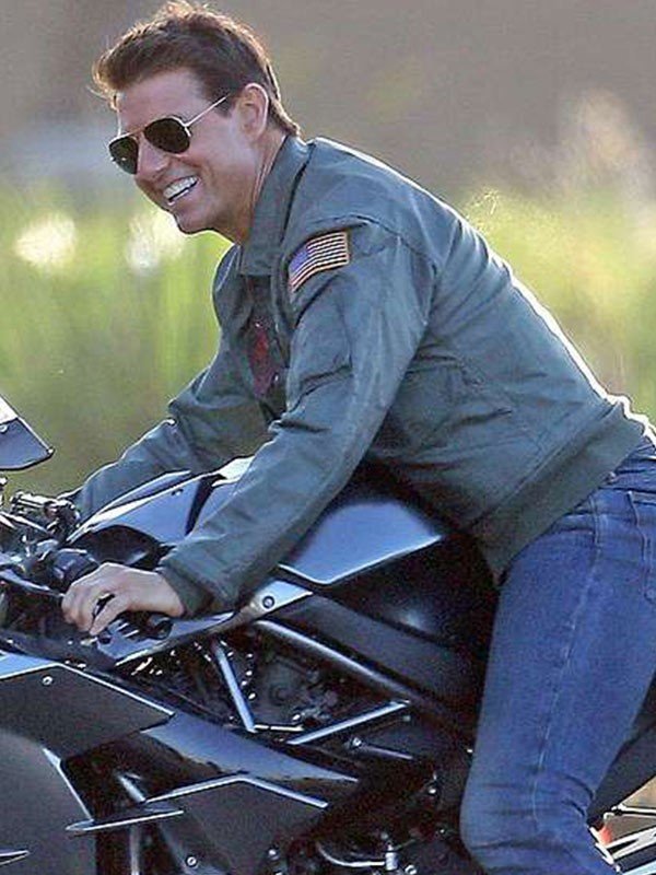 Captain Pete Mitchell 2022 Movie Top Gun Maverick Tom Cruise Green Leather Jacket