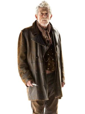 Doctor Who John Hurt Distressed Brown Leather Trench Coat
