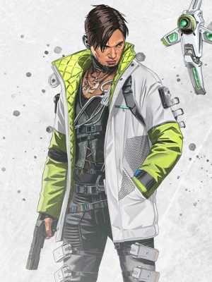 Apex Legends Video Game Crypto White and Green Jacket