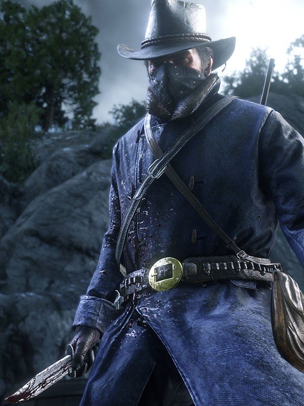 Video Game Red Dead Redemption Arthur Morgan Blue Wool Trench Coat