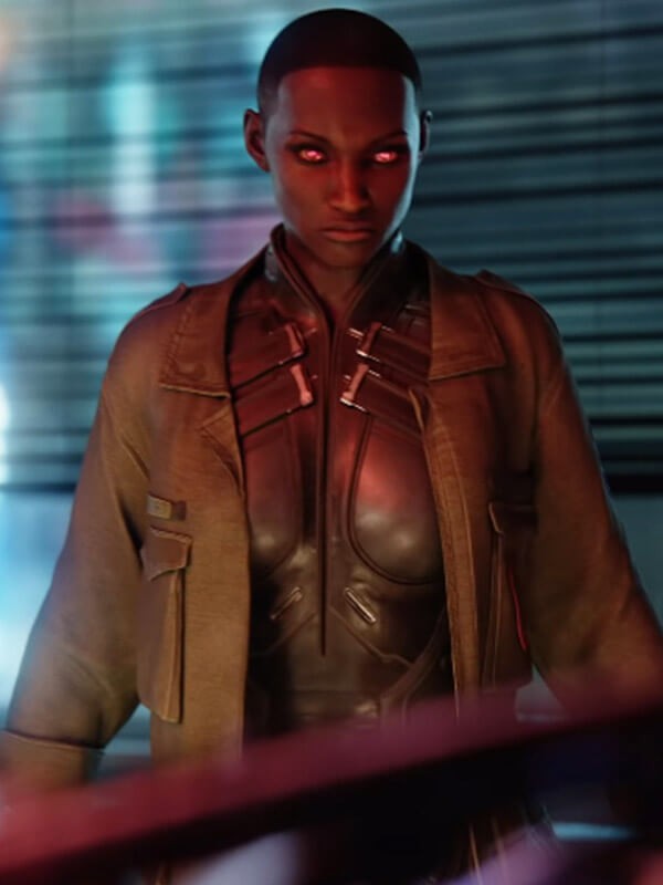 Cyberpunk 2077 Video Game T Bug Brown Leather Jacket