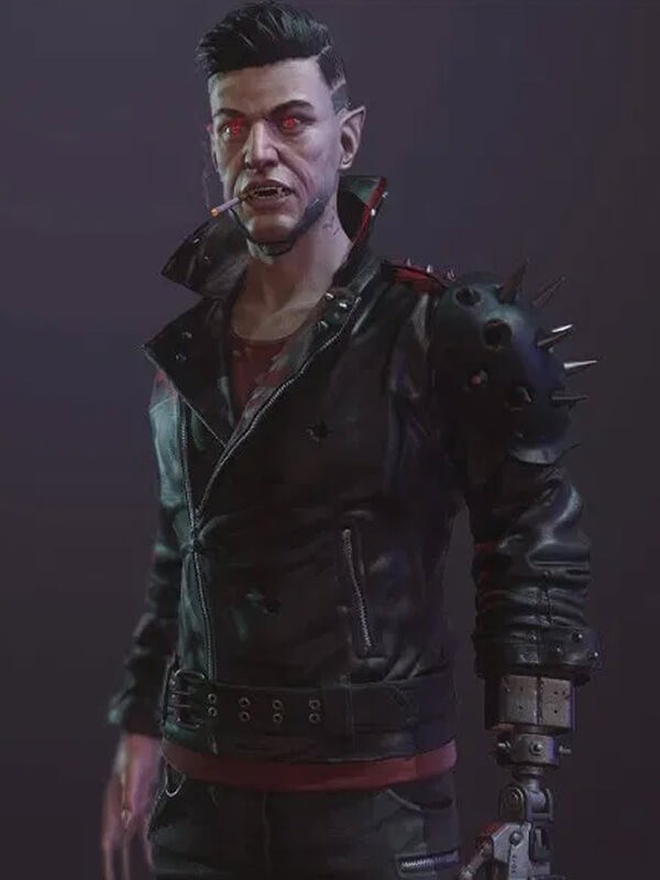 Video Game Cyberpunk 2077 Dracula Black Leather Jacket