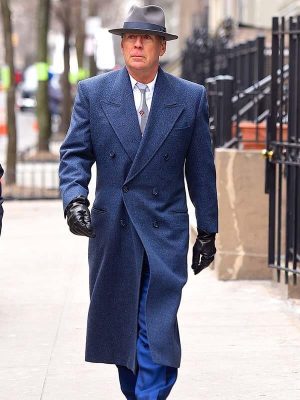 Bruce Willis Motherless Brooklyn 2019 Blue Wool Trench Coat