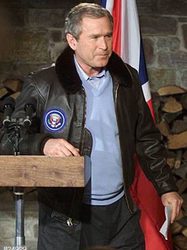 George Bush Brown Bomber Leather Jacket
