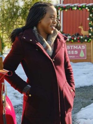 Hannah Christmas in Evergreen Bells Are Ringing Rukiya Bernard Maroon Wool Coat