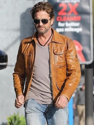 Gerard Butler Men Celebrity Brown Leather Jacket