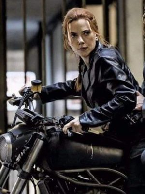 Scarlett Johansson Black Widow 2021 Movie Natasha Romanoff Black Biker Jacket
