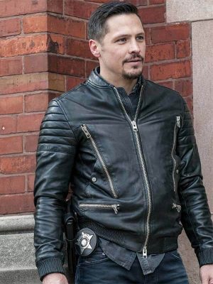 Kenny Rixton Chicago PD Nick Wechsler Black Biker Leather Jacket