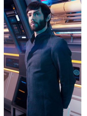 Ethan Peck Tv Series Star Trek Discovery Spock Black Trench Coat