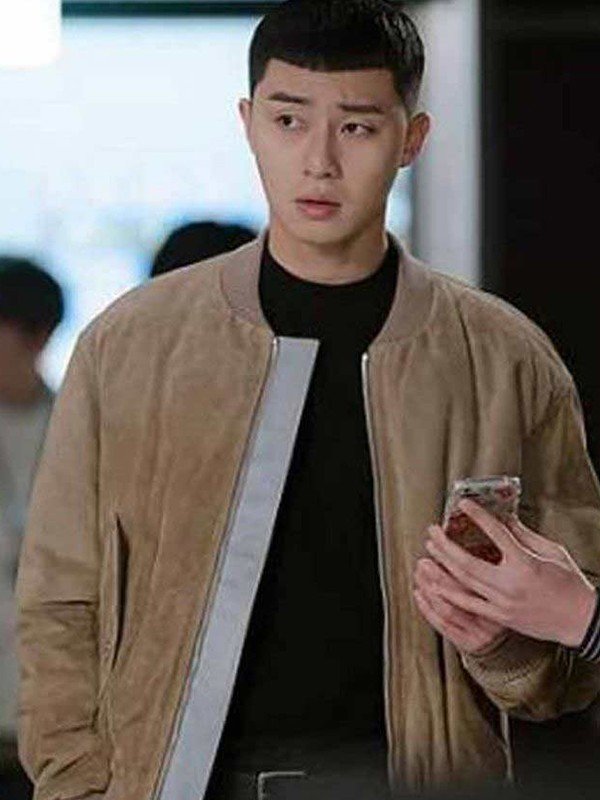 Park Seo Joon Itaewon Class Brown Leather Bomber Jacket