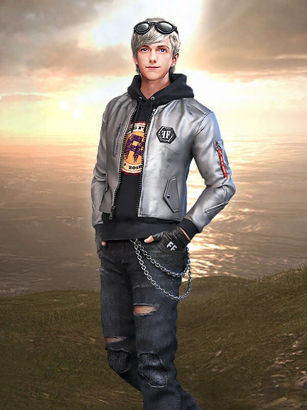 Maxim Garena Free Fire Silver Leather Jacket