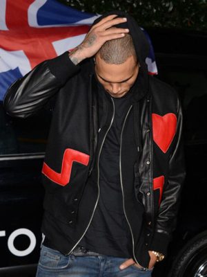 Red Heart Chris Brown Bomber Jacket