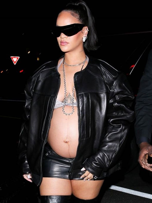 Rihanna Pregnancy Leather Jacket