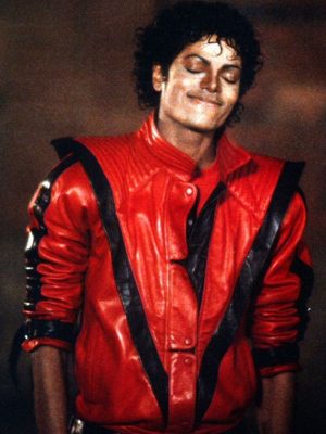 Michael Jackson Thriller Red and Black Costume Leather Jacket