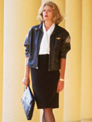 Kelly McGillis (Charlie) Top Gun Black Flight Leather Jacket